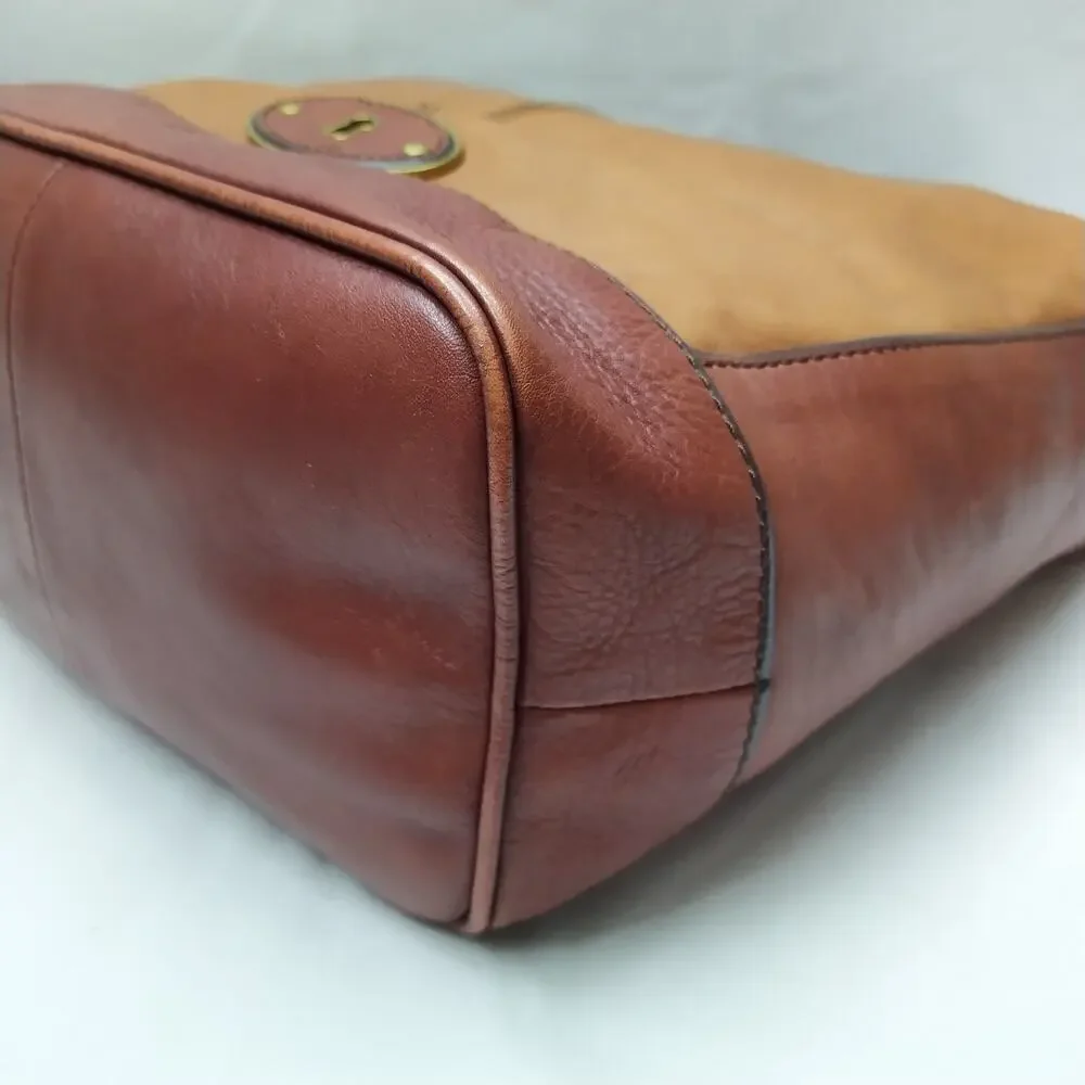 Fossil Maddox Brown Leather Zipper Closure Hobo Shoulder Bag
